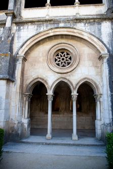 Cloister with arches and columns, Monastery of Alcobaca, Alcobaca, Portugal, 2009. Creator: Samuel Magal