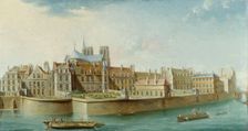 Cloisters of Notre-Dame, seen from Ile Saint Louis (Quai d'Orleans), 1753. Creator: Nicolas Raguenet