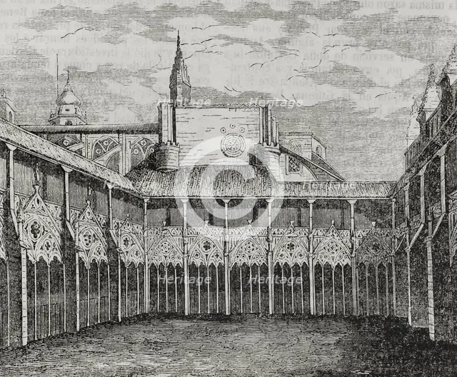 Cloisters of the Cathedral of Pamplona, 13th-14th centuries, Navarre, Spain, 1852. Creator: Ildefonso Cibera.