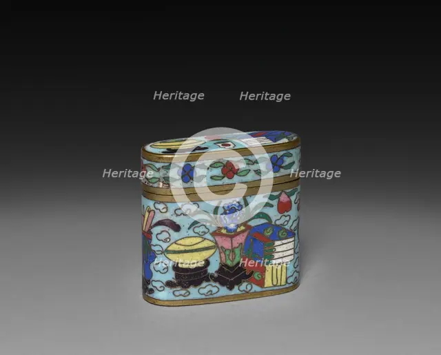 Cloisonne Opium Box and Lid, c 1800s. Creator: Unknown.