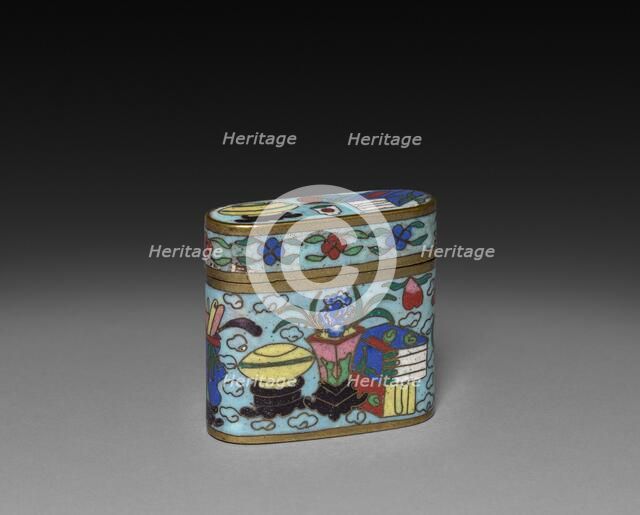 Cloisonne Opium Box and Lid, c 1800s. Creator: Unknown.