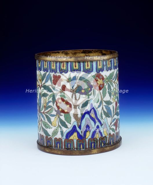 Cloisonne brushpot, Qing dynasty, China, mid 18th century. Creator: Unknown.