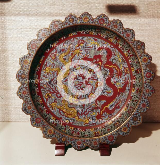 Cloisonne Enamel Dish, Chinese. Artist: Unknown.