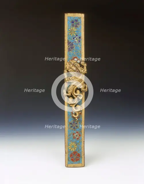 Cloisonne enamel paper weight, Late Ming dynasty, China, c1600. Creator: Unknown.