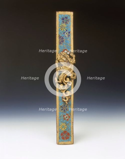 Cloisonne enamel paper weight, Late Ming dynasty, China, c1600. Creator: Unknown.