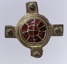 Cloisonné Strap Mount, Frankish, first half 6th century. Creator: Unknown