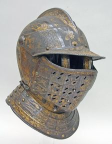 Close Helmet with Falling Buffe, Italian, Milan, ca. 1590-95. Creator: Pompeo della Cesa