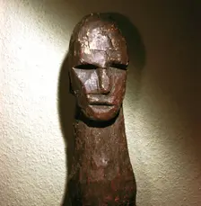 Close-up of Celtic wood male idol, Ralaghan, Co.Cork, Ireland, c1st century BC. Made of oak