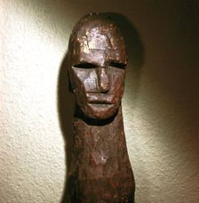 Close-up of Celtic wood male idol, Ralaghan, Co.Cork, Ireland, c1st century BC. Made of oak