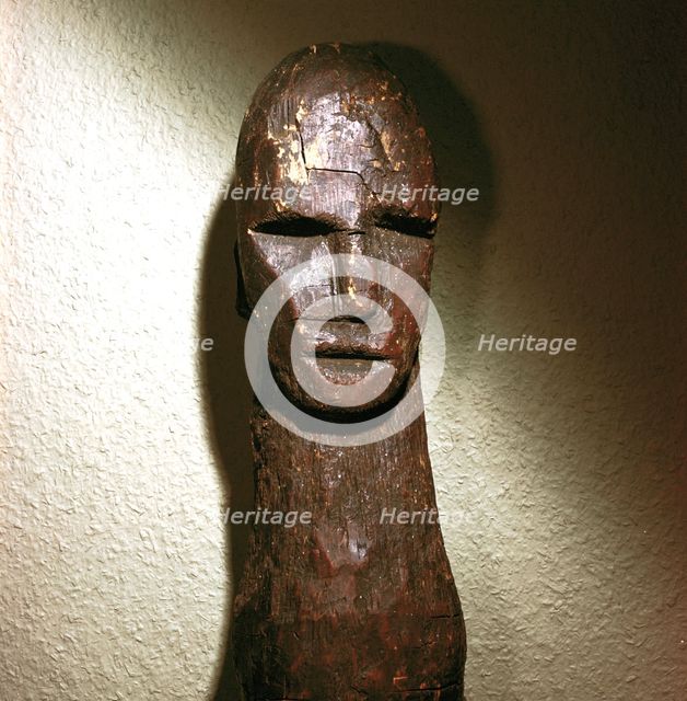 Close-up of Celtic wood male idol, Ralaghan, Co.Cork, Ireland, c1st century BC. Made of oak. Artist: Unknown