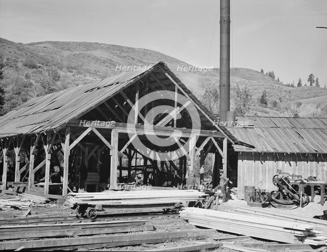 Close-up of the sawmill, Ola self-help sawmill co-op, Gem County, Idaho, 1939. Creator: Dorothea Lange.