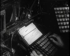 Close View of the Operation of a Newspaper Typesetting Machine, 1921. Creator: British Pathe Ltd
