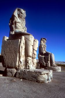 Closeup of The Colossi of Memnon, Luxor West Bank, Egypt, c1400 BC