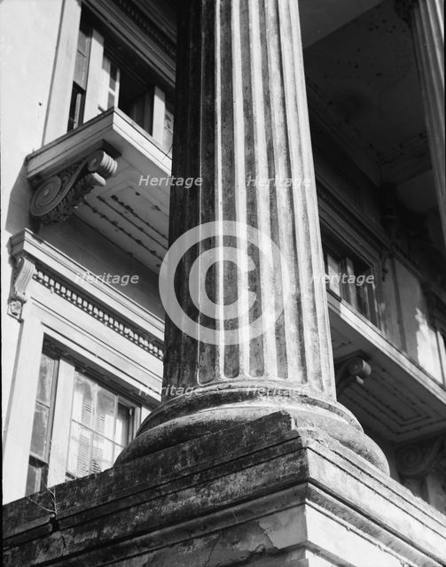 Closeup of column, Belle Grove Plantation, Louisiana, 1858, 1936?. Creator: Walker Evans.
