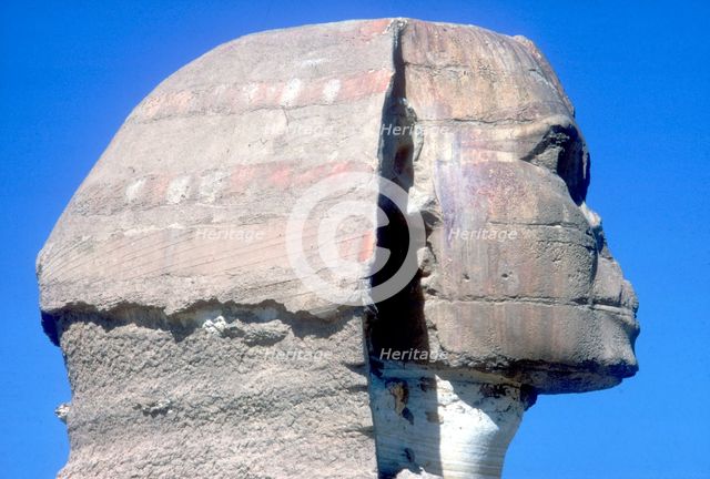 Closeup of head ofThe Sphinx, period of Khafre (Chephren), 4th Dynasty, 26th century BC. Artist: Unknown