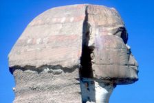 Closeup of head ofThe Sphinx, period of Khafre (Chephren), 4th Dynasty, 26th century BC