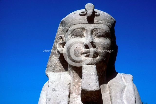 Closeup of Sphinx's head, Temple sacred to Amun Mut & Khons, Luxor, Egypt, c370 BC. Artist: Unknown