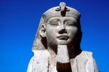 Closeup of Sphinx's head, Temple sacred to Amun Mut & Khons, Luxor, Egypt, c370 BC