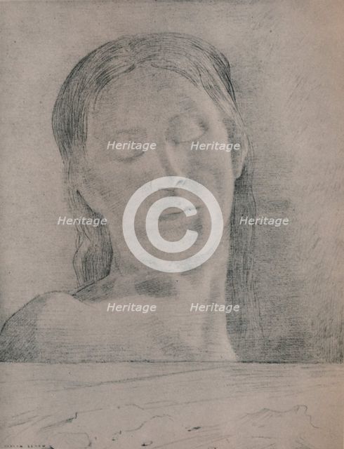 'Closed Eyes', c.1890, (1946). Artist: Odilon Redon.