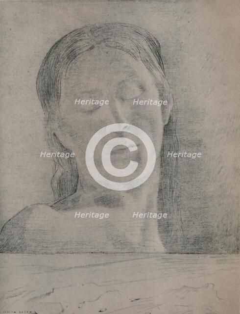 'Closed Eyes', c.1890, (1946). Artist: Odilon Redon.