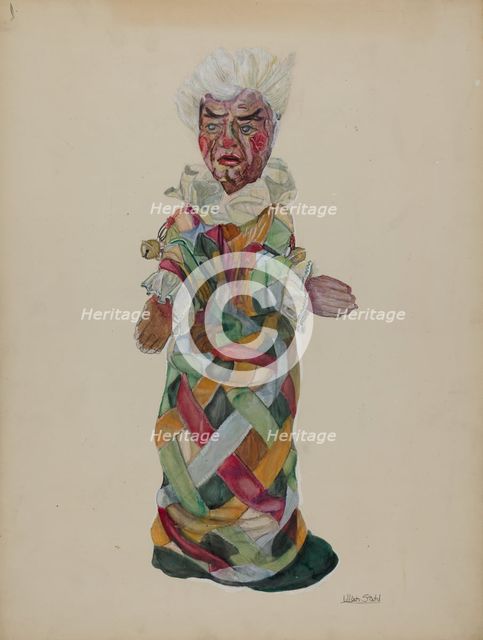 Clown Hand Puppet, 1935/1942. Creator: Lillian Stahl.