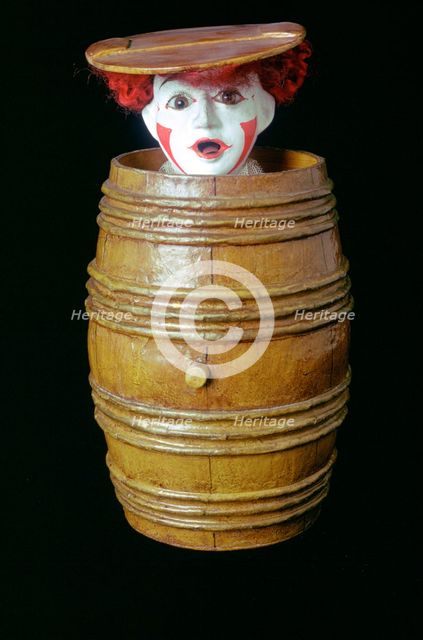 Clown in a barrel, Museum of Childhood, Edinburgh, Scotland.  Creator: Tony Evans.