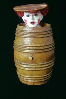 Clown in a barrel, Museum of Childhood, Edinburgh, Scotland. Artist: Tony Evans