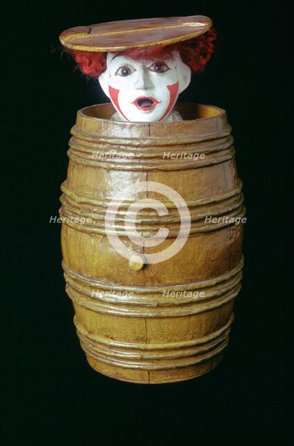Clown in a barrel, Museum of Childhood, Edinburgh, Scotland.  Artist: Tony Evans