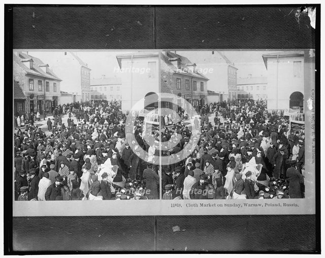 Cloth Market on Sunday, Warsaw, Poland, Russia, between 1910 and 1920. Creator: Harris & Ewing.