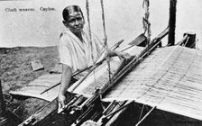 Cloth weaver in Ceylon (Sri Lanka). Creator: Unknown