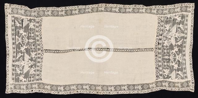 Cloth with Border of Crowned Double-Headed Eagles with Various Emblems, Birds..., 19th century. Creator: Unknown.