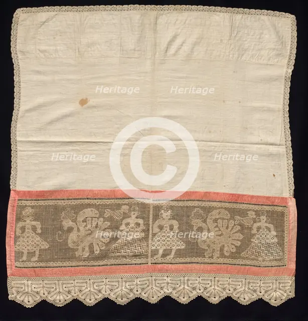Cloth with Border of Female Figures and Peacocks, 18th-19th century. Creator: Unknown.