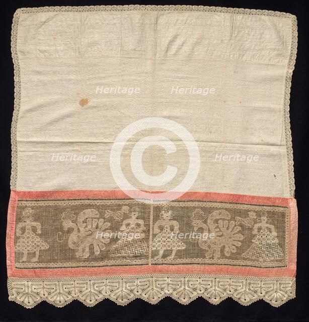Cloth with Border of Female Figures and Peacocks, 18th-19th century. Creator: Unknown.