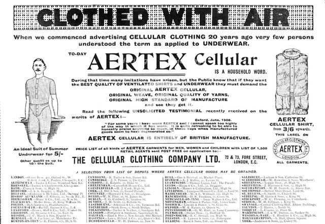 Clothed with air - Aertex Cellular, 1909. Creator: Unknown.