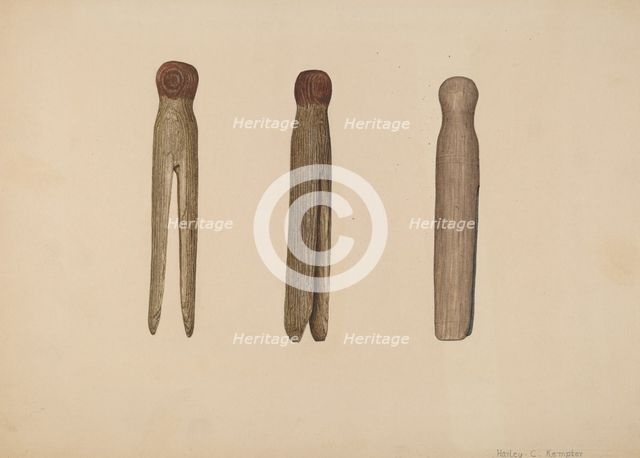 Clothes Pins, c. 1939. Creator: Harley Kempter.