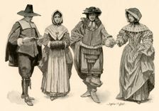Clothing during the time of 1620-1670 1903, (1937). Creator: Sophie B Steel