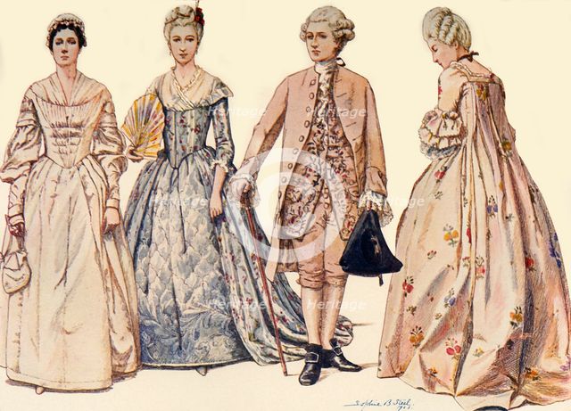 'Clothing during the Reign of George II 1750-1760', 1903, (1937). Creator: Sophie B Steel.