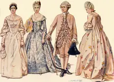 Clothing during the Reign of George II 1750-1760 1903, (1937). Creator: Sophie B Steel