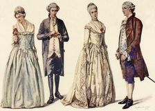 Clothing during the Reign of George II 1760-1776 1903, (1937). Creator: Sophie B Steel