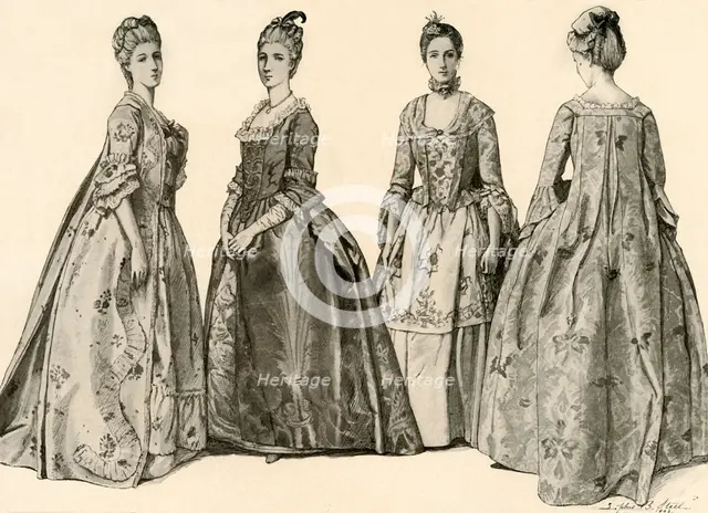 'Clothing during the Reign of George II 1735-1760', 1903, (1937). Creator: Sophie B Steel.
