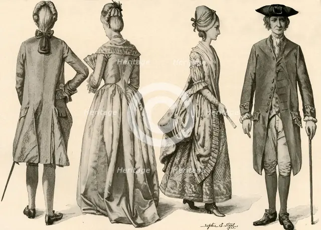 'Clothing during the Reign of George III, 1760-1776', 1903, (1937). Creator: Sophie B Steel.
