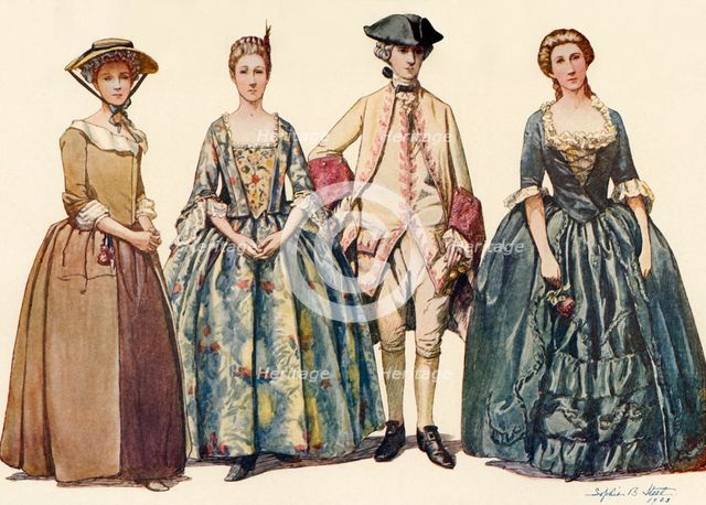 'Clothing during the Reigns of George I and II 1725-1745', 1903, (1937). Creator: Sophie B Steel.
