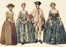 Clothing during the Reigns of George I and II 1725-1745 1903, (1937). Creator: Sophie B Steel