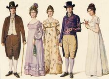 Clothing during The Republic Under Washington and Adams, 1790-1800 1903, (1937). Creator: Sophie B Steel