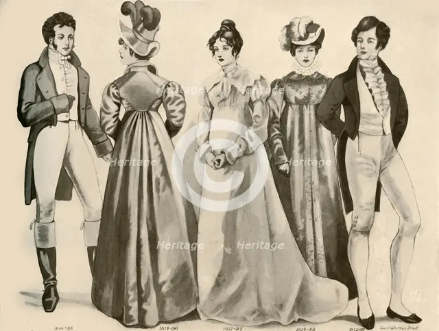 'Clothing from 1812-1828', 1907, (1937). Creator: Cecil W Trout.