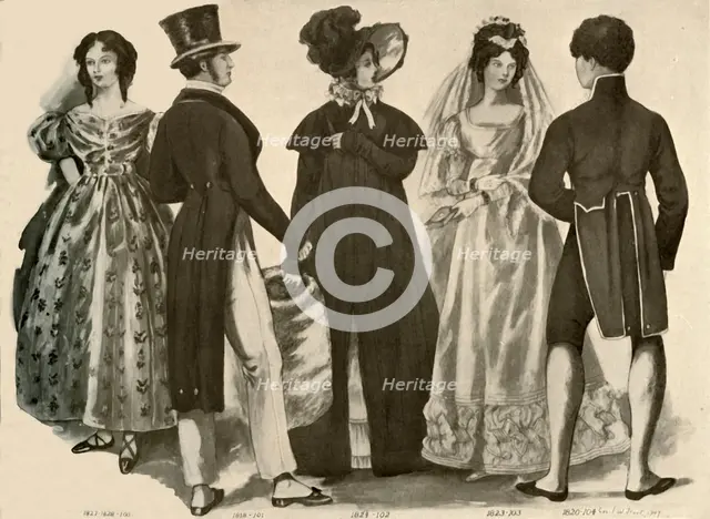 'Clothing from 1812-1828', 1907, (1937). Creator: Cecil W Trout.