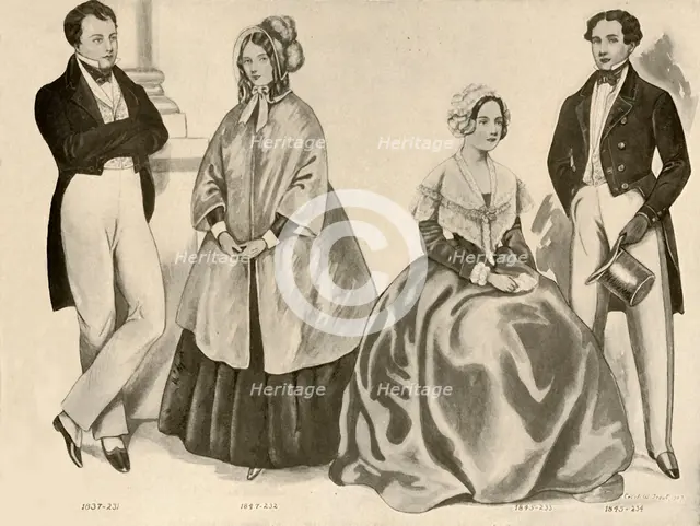 'Clothing from 1836-1847', 1907, (1937). Creator: Cecil W Trout.