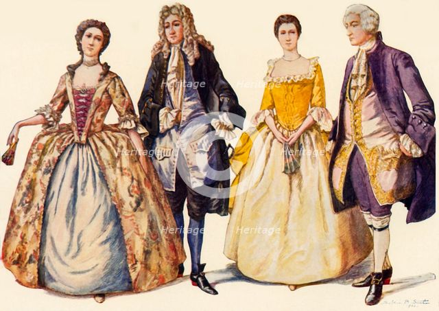 'Clothing Reigns of Queen Anne and George I, 1702-1725', 1903, (1937). Creator: Unknown.