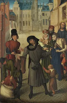 Clothing the Naked, 1470. Creator: Master of the View of Saint Gudule