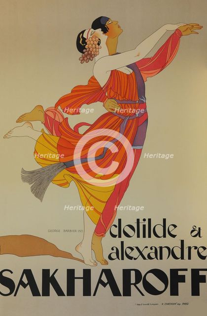 Clotilde et Alexandre Sakharoff, 1921. Creator: Barbier, George (1882-1932).